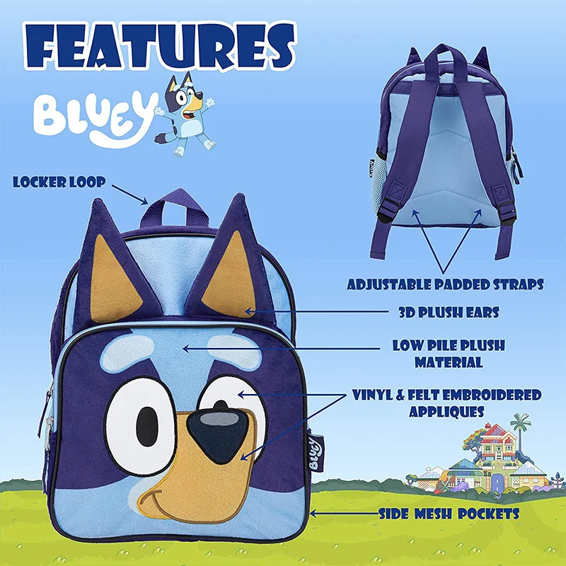 Bluey Dog Backpack Blue Purple Plush Simple Oxford Cloth Schoolbag Pocket Education Bingo Dog Schoolbag Children Christmas Gift