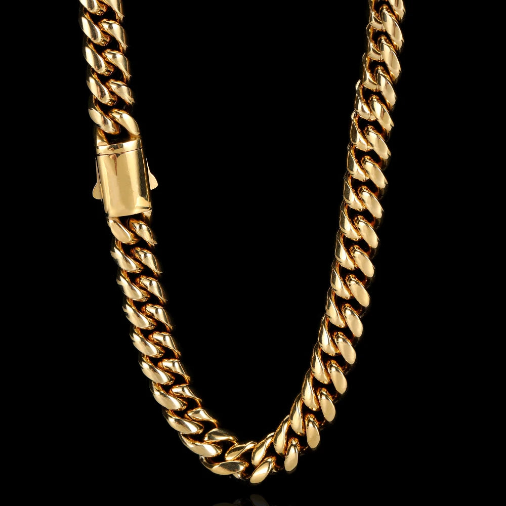 Hip Hop Stainless Steel Cuban Link Chain Necklace For Men Women Cuban Bracelet Jewelry Custom Logo On Front Back