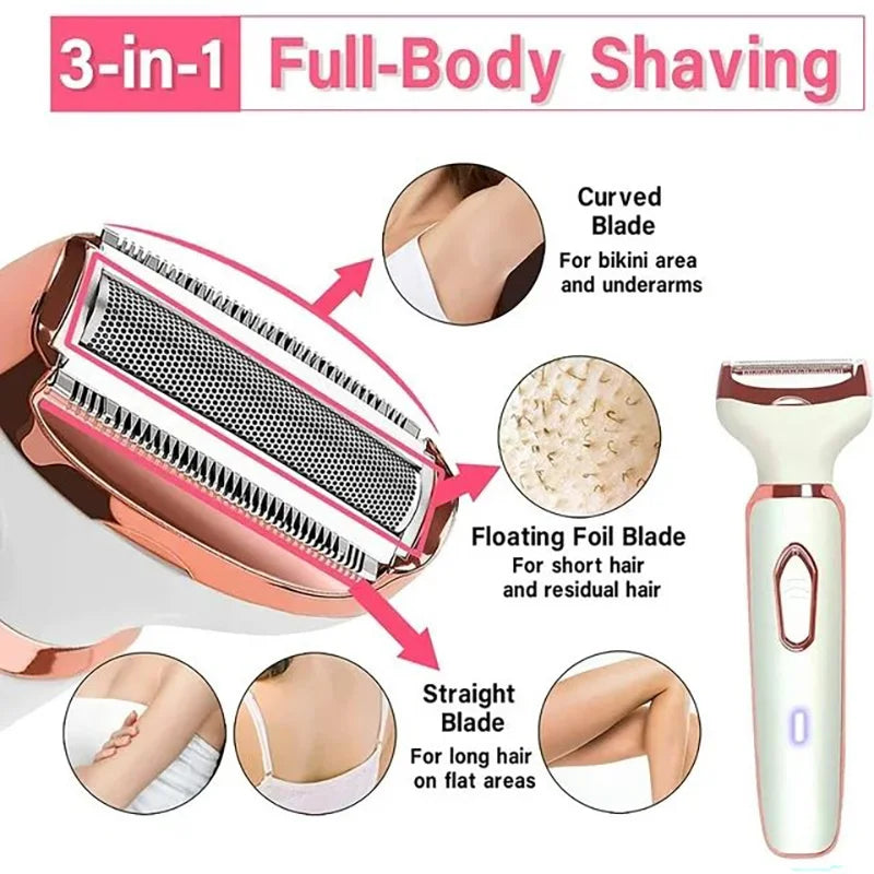 Electric Hair Removal Device Four in One Waterproof Razor Body Painless Hair Removal Device USB Charging Low Noise Beauty Tool