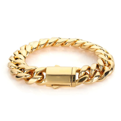 Hip Hop Stainless Steel Cuban Link Chain Necklace For Men Women Cuban Bracelet Jewelry Custom Logo On Front Back