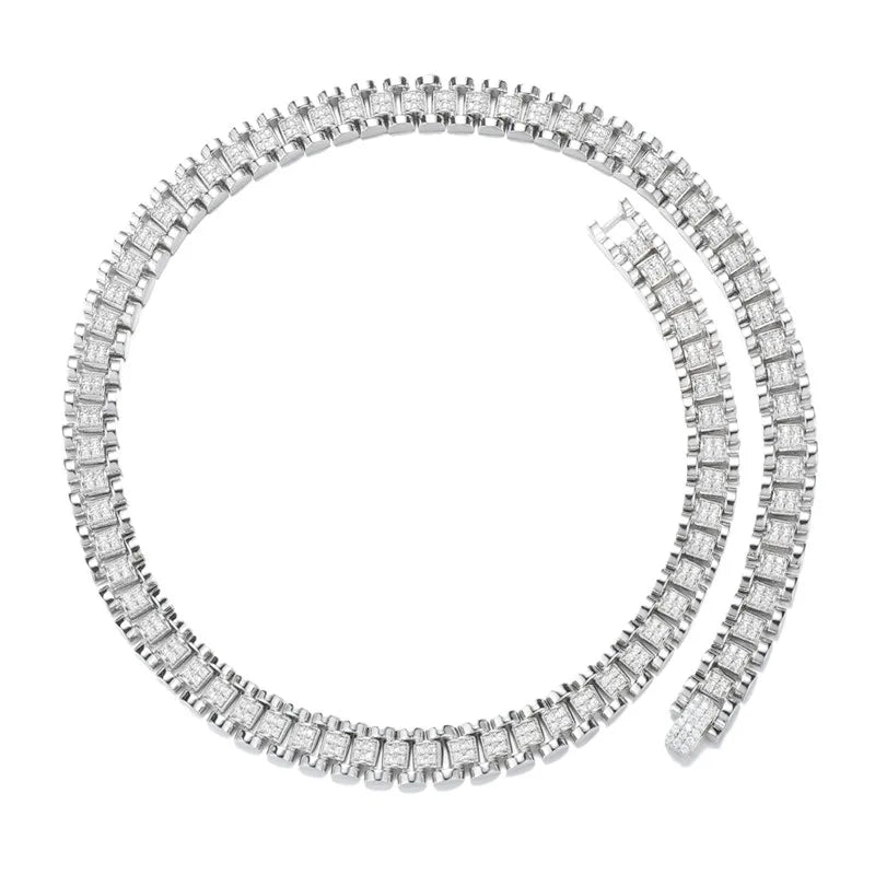 D&amp;Z New 10mm Iced Out Watch Band Cuban Link Chain Necklace Brass Material Iced Out Bling AAA CZ Stones For Men Women Jewelry