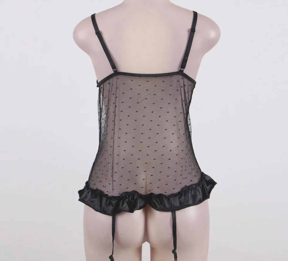 Lace Bodysuit and Lingerie Sleepwear Set