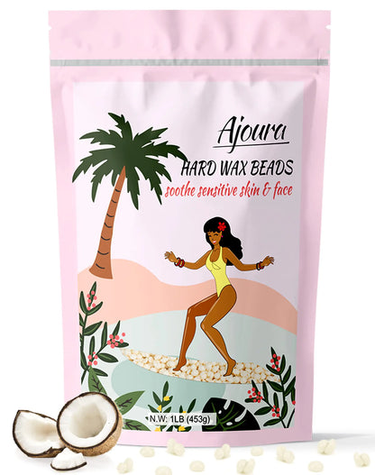 Ajoura 2.5 lb Wax Beads for Hair Removal - Premium Hard Wax for Coarse Hair, Ideal for Brazilian Bikini, Legs, Face, Underarms, Arms, Chest, Back - Sensitive Skin for Efficient Home &amp; Salon Waxing Off White-2.5lb