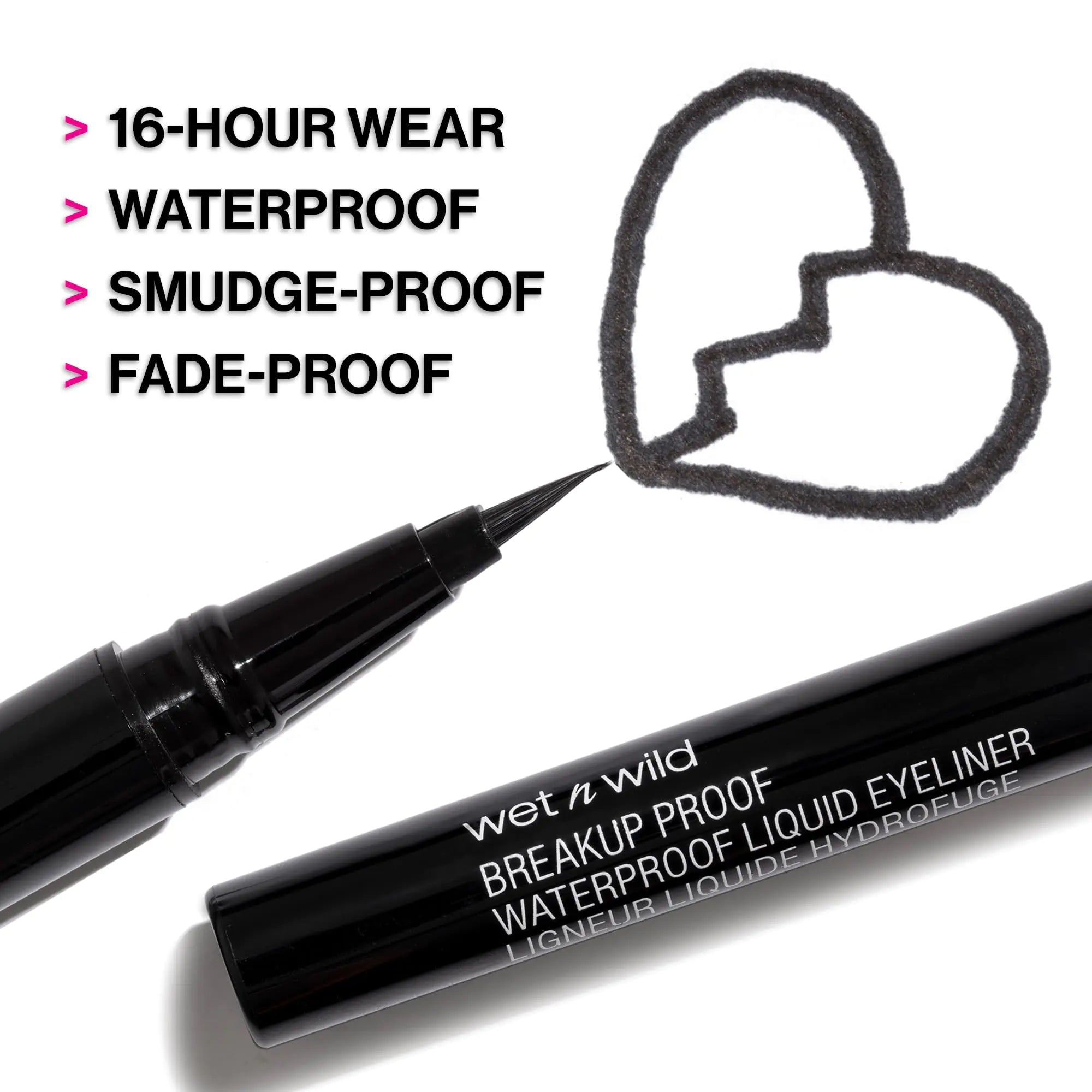 wet n wild Mega Last Breakup Proof Liquid Eyeliner - Quick Drying, Smudge-Resistant, 16-Hour Wear - Cruelty-Free &amp; Vegan - Black 0.03 Fl Oz (Pack of 1)