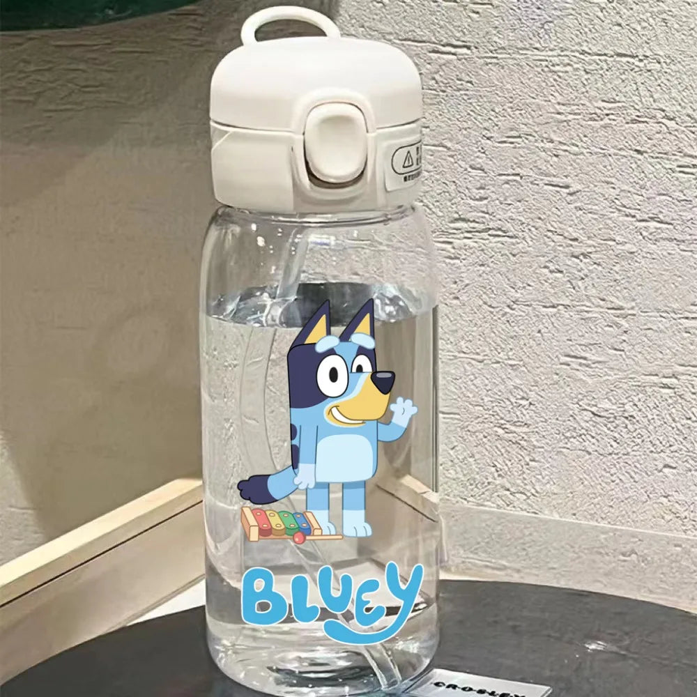 Bluey Straw Water Bottle Large Capacity Plastic Water Cup Portable Drink Bottle Outdoor Sports  Childrens Drinking Water Bottle