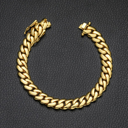 10mm-22mm wide Hip Hop Bling Gold Color Round Miami Curb Cuban Link Chain Bracelets for Men Rapper Jewelry Drop Shipping