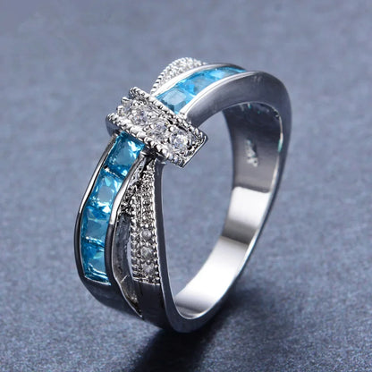 wholesale 925 Sterling silver Ring Beautiful pretty fashion Wedding ring Party White gold color women stone crystal Lady jewelry