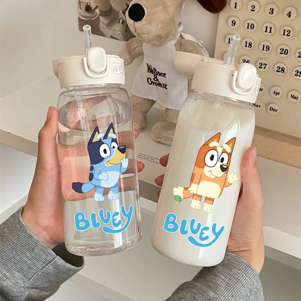 Bluey Straw Water Bottle Large Capacity Plastic Water Cup Portable Drink Bottle Outdoor Sports  Childrens Drinking Water Bottle