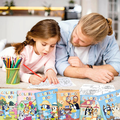 Animated Bluey Bluey Color Diy Coloring Book Party Cartoon Color Graffiti Book Painting Book Children&