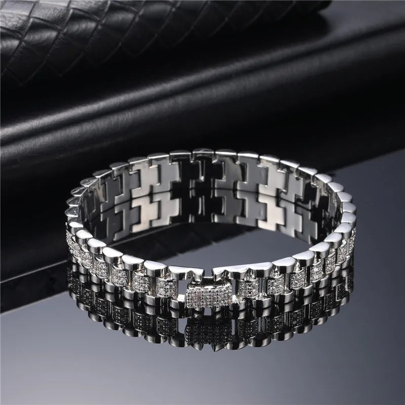 D&amp;Z New 10mm Iced Out Watch Band Cuban Link Chain Necklace Brass Material Iced Out Bling AAA CZ Stones For Men Women Jewelry