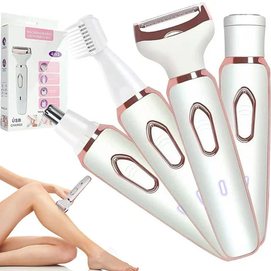 Electric Hair Removal Device Four in One Waterproof Razor Body Painless Hair Removal Device USB Charging Low Noise Beauty Tool