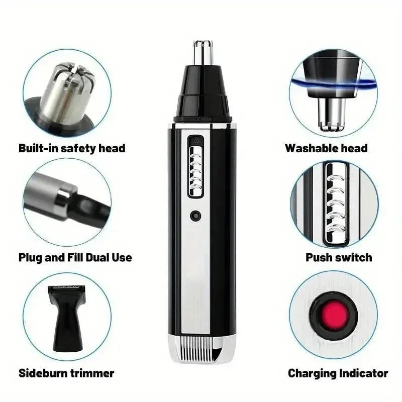 1PC-Multi Functional Beauty Alecoy Four in One Electric Nose Hair Trimmer, Perfect Solution for Sideburns Shaving, MEN&