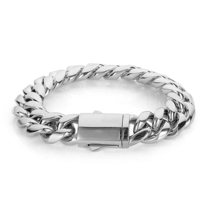 Hip Hop Stainless Steel Cuban Link Chain Necklace For Men Women Cuban Bracelet Jewelry Custom Logo On Front Back