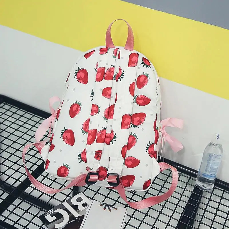 Fresh Style Strawberry Print Backpack