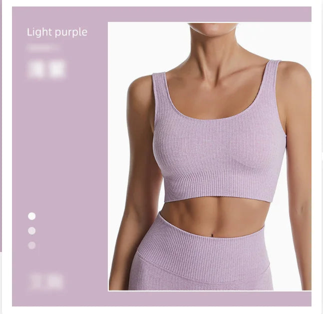 Violet Pink Ribbed Sports Bra