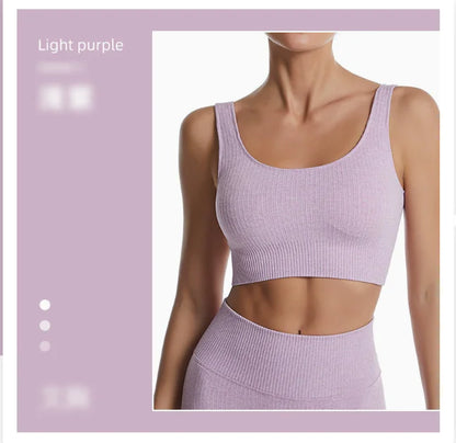 Violet Pink Ribbed Sports Bra
