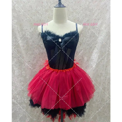 Sexy Stage Performance Lace-up Mesh Skirt