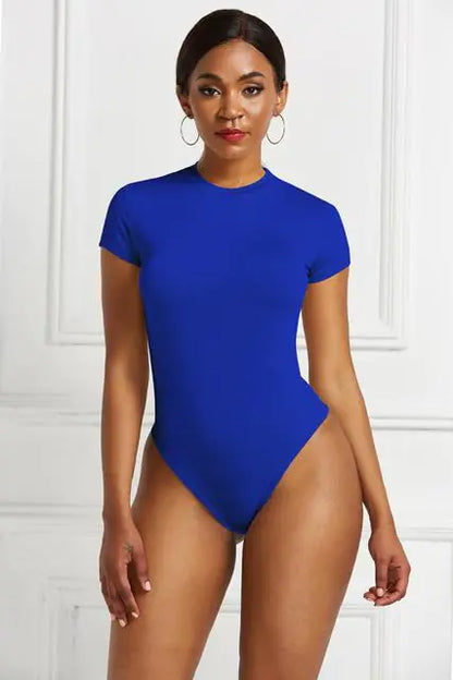 O Neck Short Sleeve Sexy Skinny Short Romper