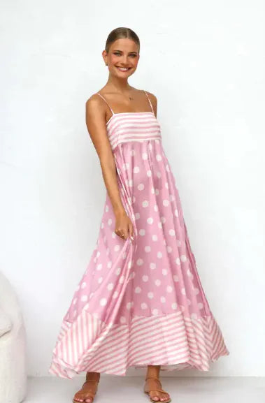 Summer Fashion Printed Backless Sling Dress