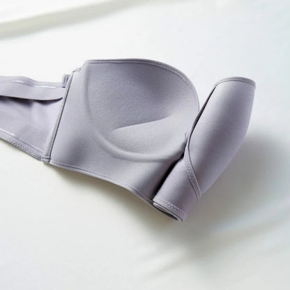Front &amp; Back Buckle Push-Up Bra: Deep V Strapless Design, Wire-Free, Thicken Lingerie