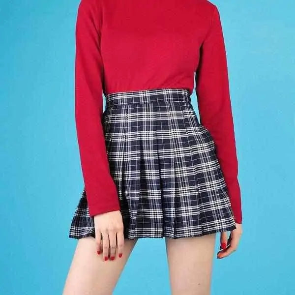 Sexy Plaid Pleated Skirt