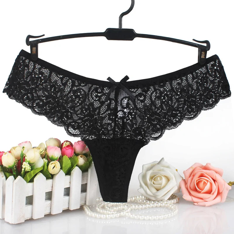 Set of 3 Sexy Lace Thongs G-Strings Low-Rise Panties