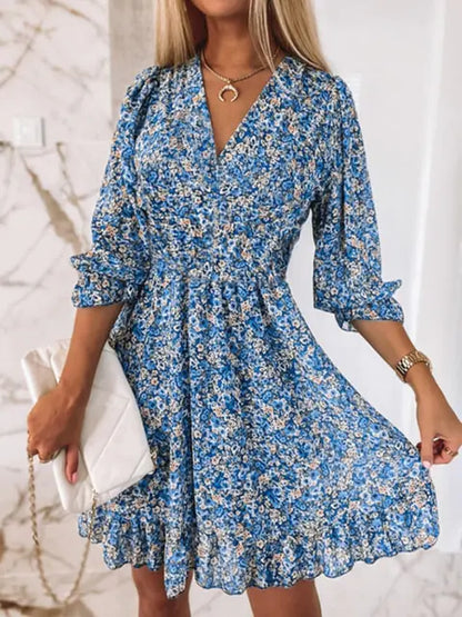Bohemian Floral Print Midid dress