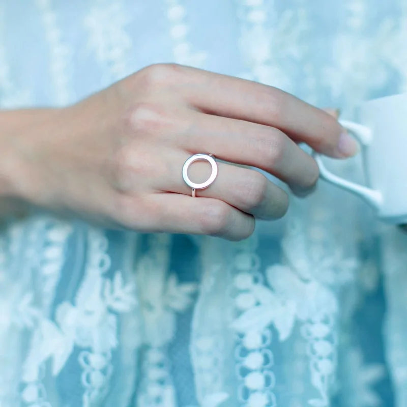 Precise: Adjustable 925 Sterling Silver Geometric Ring - Minimalist Women&