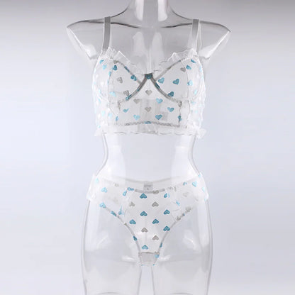 Heart Underwire Bra &amp; Panty Set