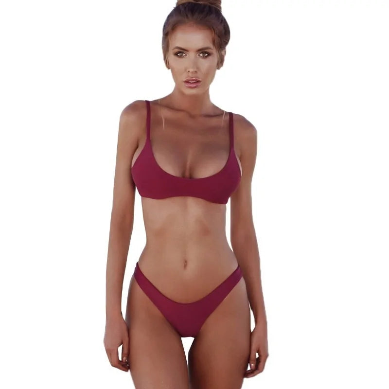 Solid Low Waist Brazilian Swimsuit