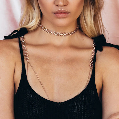 Fashionable Metal Chain Bra and Body Jewelry Bikini