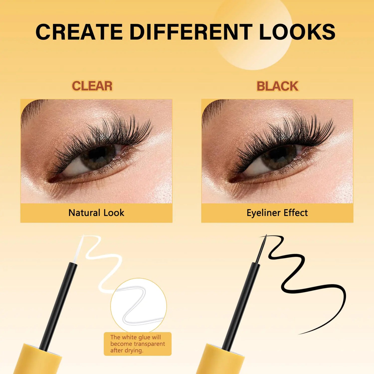 QUEWEL Lash Clusters Bond Eyelash Cluster Glue for DIY Lash Extensions, 5ML Cluster Lashes Glue Waterproof&amp;Long Lasting, Super Strong Hold Eyelash Clusters Bond Suitable for All Day Wear (Black) Bond-Black