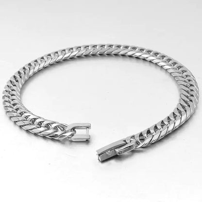 Stainless Steel Curb Dome Link Wristband Jewelry