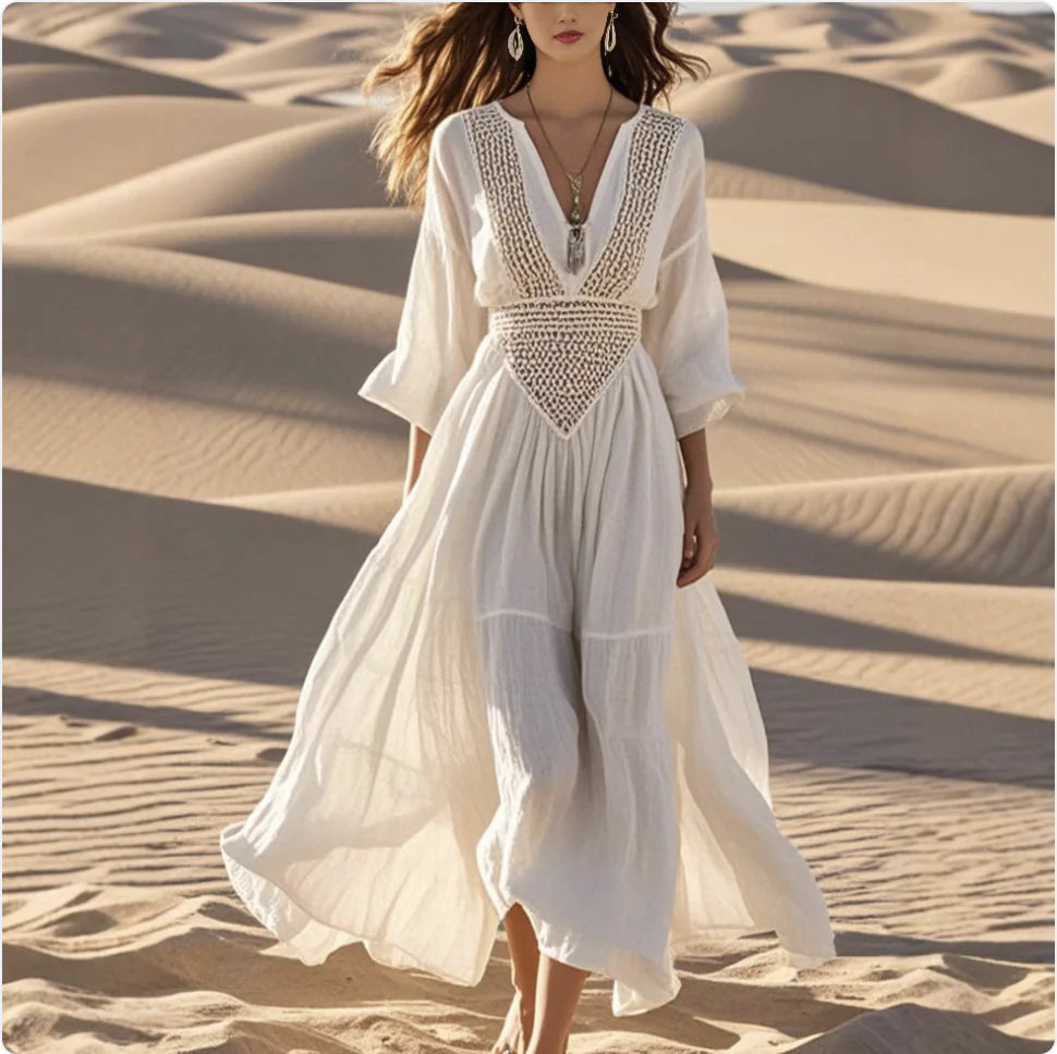 Beachside Hollow-Out Maxi Dress