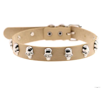 Punk Skull Leather Choker Necklace for Cosplay