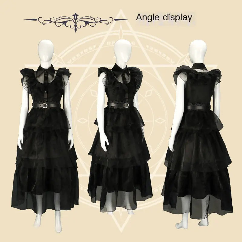 Wednesday Adams Cosplay Dress - Black Tulle Skirt
