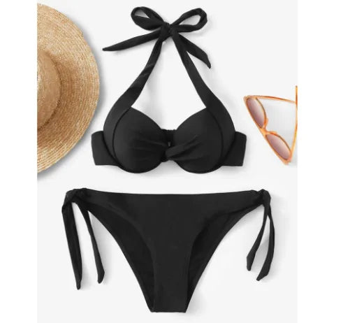 Knotted Bandeau Bikini Set