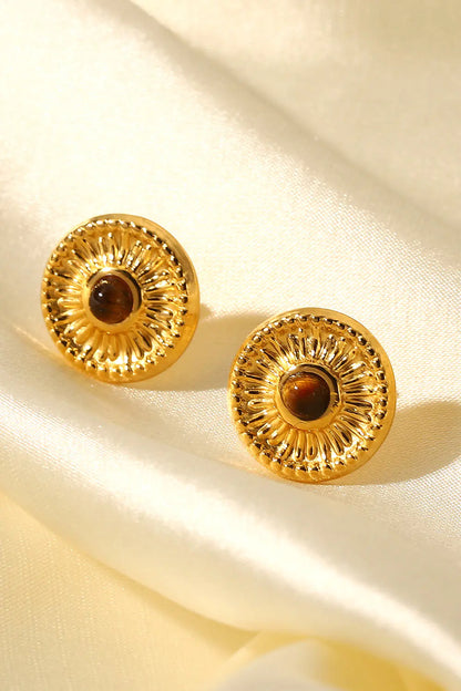 18K Gold Plated Round Stud Earrings
