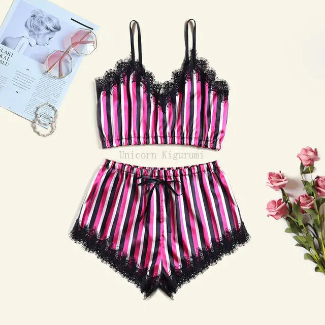 Lace Dot Print Pajama Set