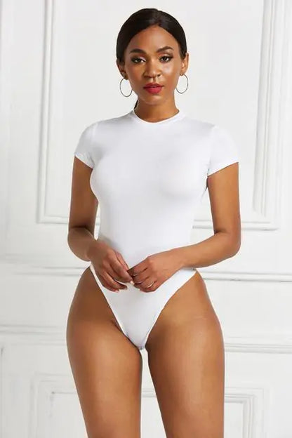 O Neck Short Sleeve Sexy Skinny Short Romper