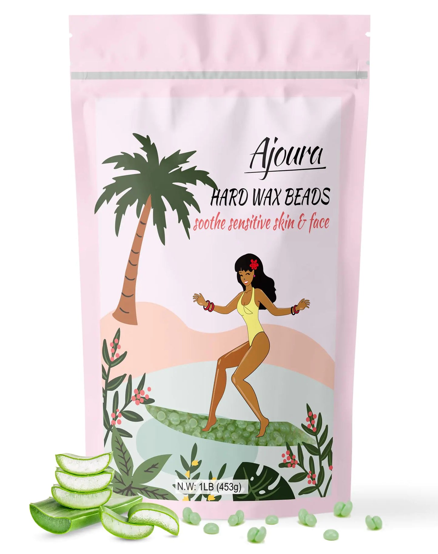 Ajoura 2.5 lb Wax Beads for Hair Removal - Premium Hard Wax for Coarse Hair, Ideal for Brazilian Bikini, Legs, Face, Underarms, Arms, Chest, Back - Sensitive Skin for Efficient Home & Salon Waxing Off White-2.5lb