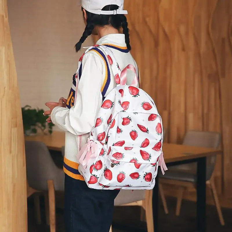 Fresh Style Strawberry Print Backpack