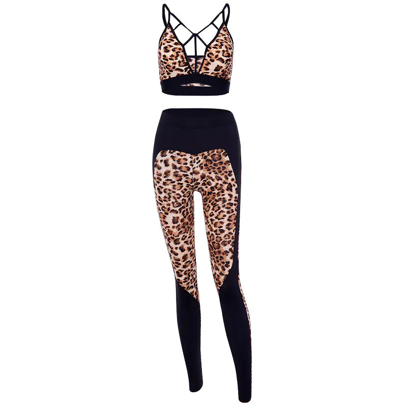 Leopard Print Yoga Set for Women - Sports Bra & Leggings