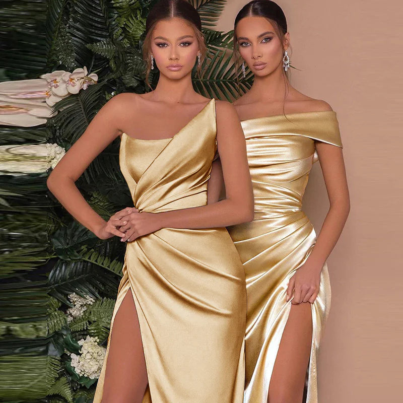 Elegant Satin Strapless Slim Dress – Y2K Party Wear