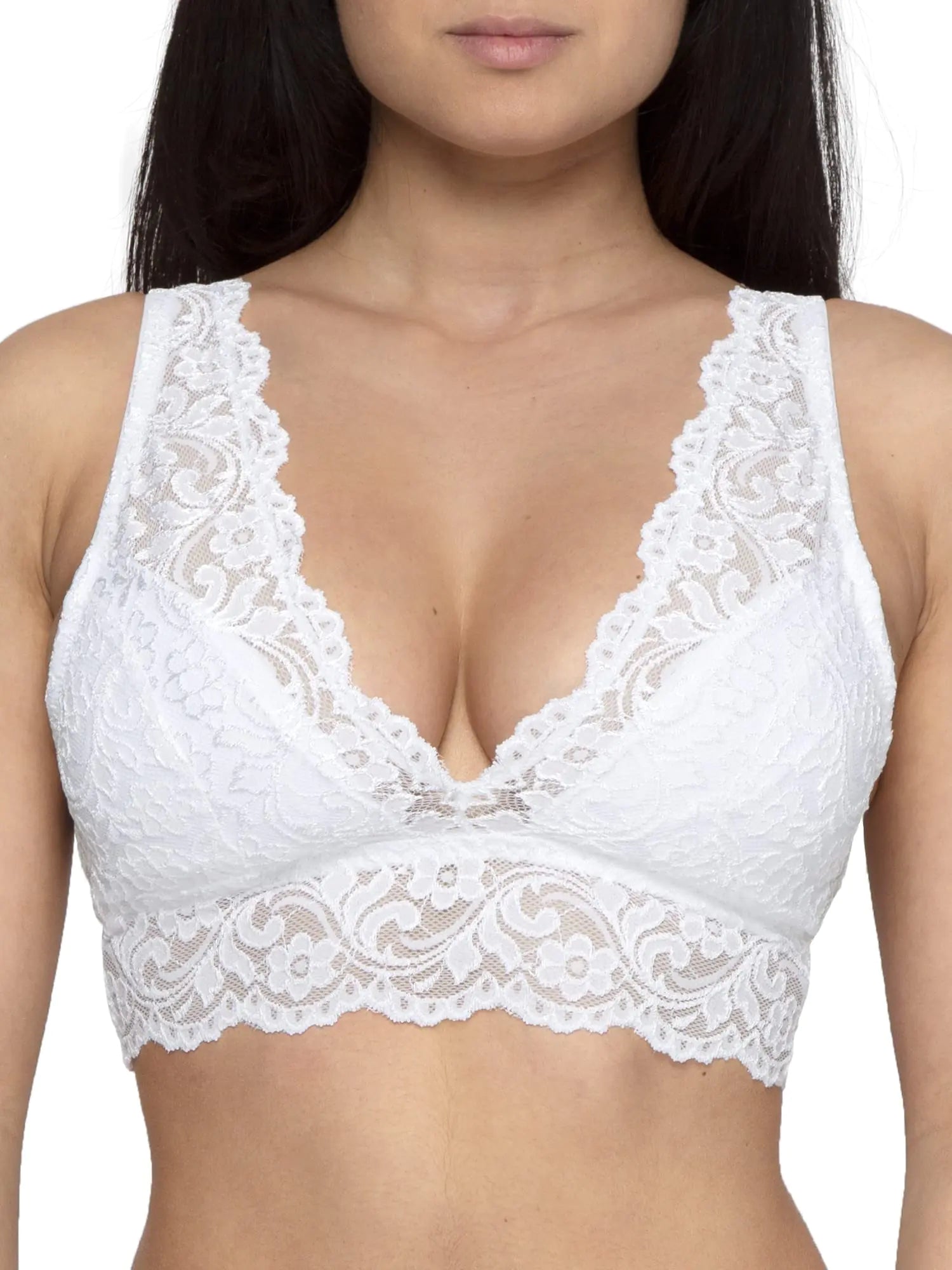 Smart &amp; Sexy Signature Lace Deep V, Wireless Bralette for Women, available in Multi Packs Small White - 1 Pack