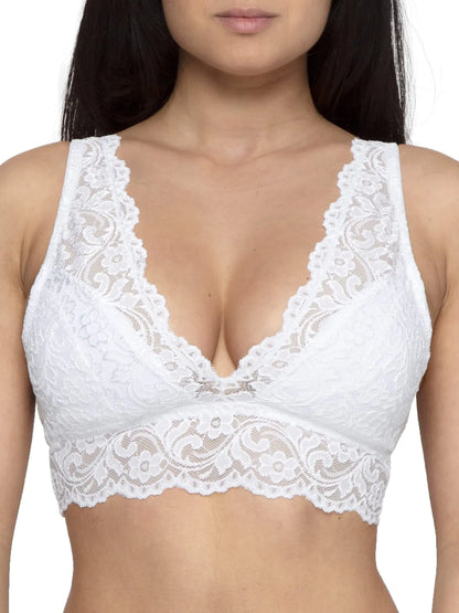Smart &amp; Sexy Signature Lace Deep V, Wireless Bralette for Women, available in Multi Packs Small White - 1 Pack