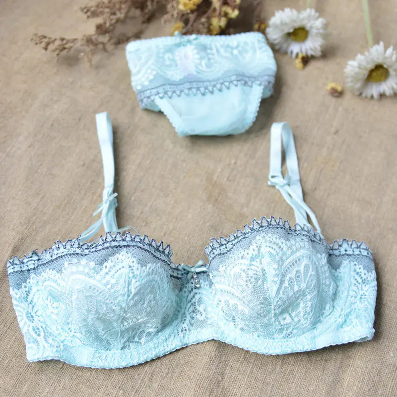 Ultra-Thin Sexy Removable Strap Half Cup Bra Set