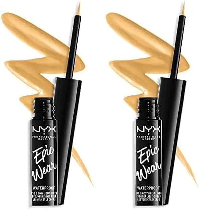 NYX PROFESSIONAL MAKEUP Epic Wear Liquid Liner, Long-Lasting Waterproof Eyeliner - Yellow (Pack of 2) 0.36 Fl Oz (Pack of 2)