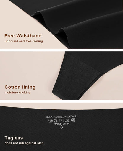 Thongs for Womens High Waisted Seamless for Women Underwear Sexy Breathable Panties 6 Pack Small C-6 Pack