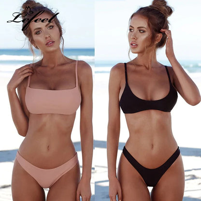 Solid Low Waist Brazilian Swimsuit
